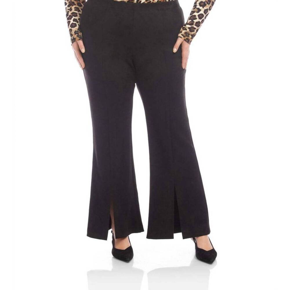 NEW KAREN KANE faux suede front slit pants - plus in black